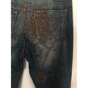 Cache Elaborate Embellished Embroidery Flair Jean Pant Size 2/4/6 Denim Stretch
